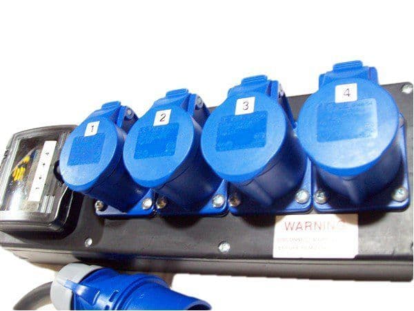 32amp commando plug to 4off fixed 16amp blue outlets - mcb