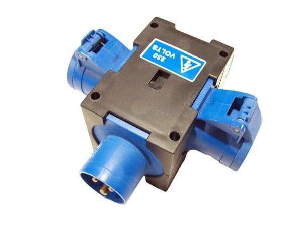 16amp small plug 230volt Y splitter distro box