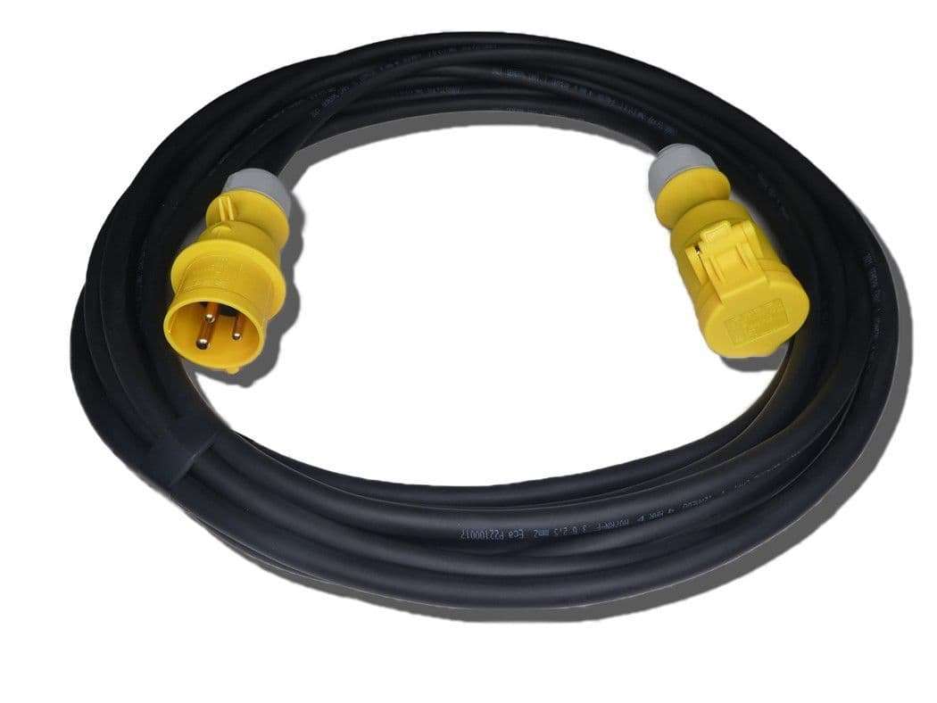 16metre tough rubber 110volt 16amp extension lead splash proof