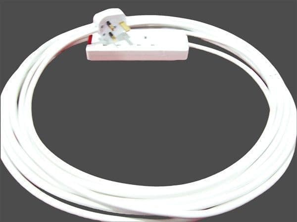 1m standard double socket 13amp white extension lead