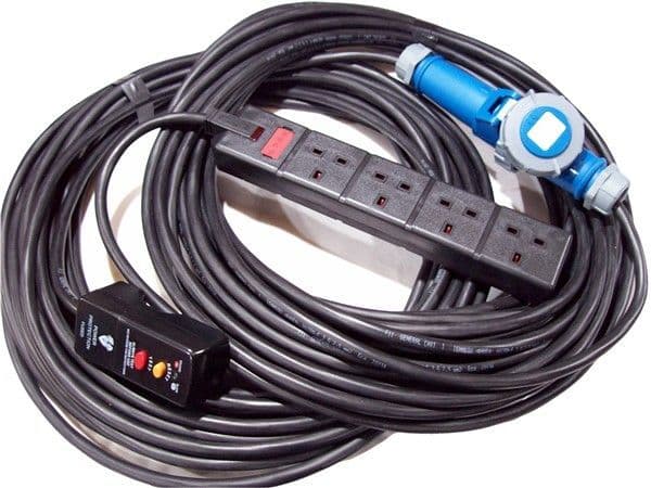 50m RCD protected 4 gang socket 25mm cable extension lead