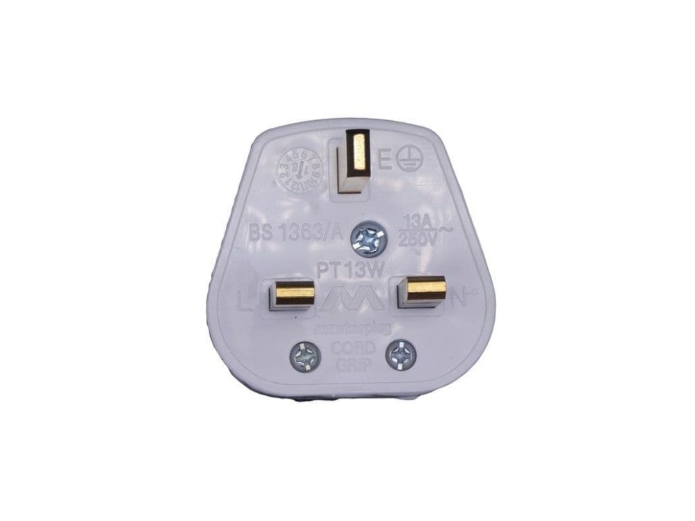 standard white rewireable 13amp plug